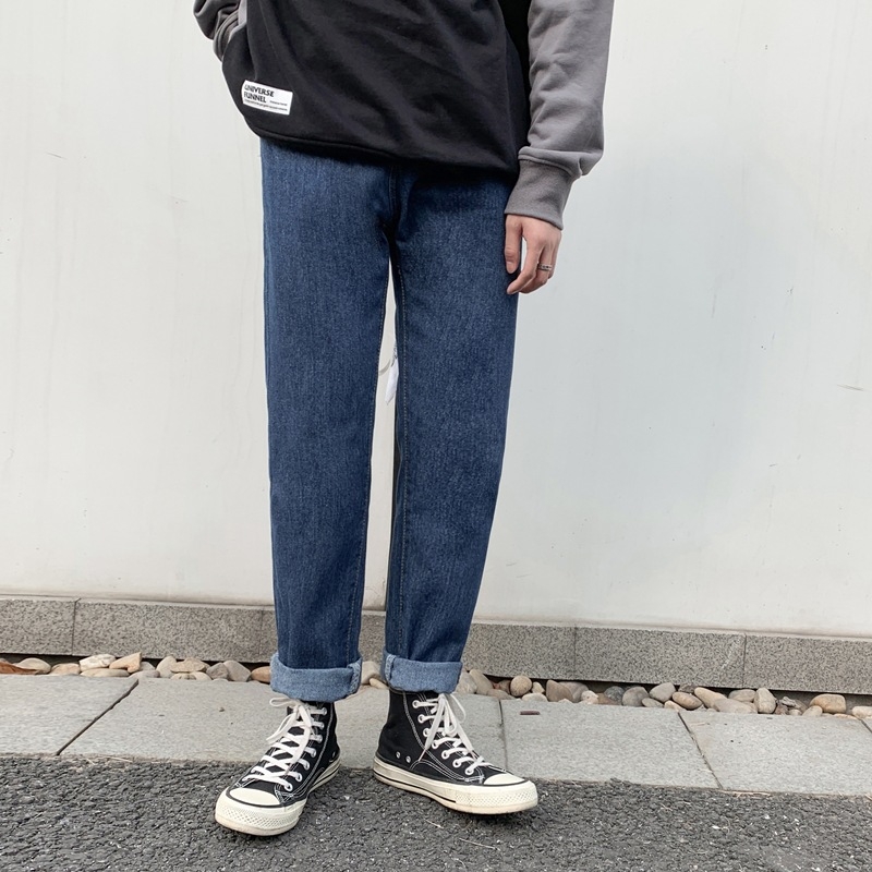 Korejskog stila uske denim traperice, srednji struk, 75% pamuk, zatvarač