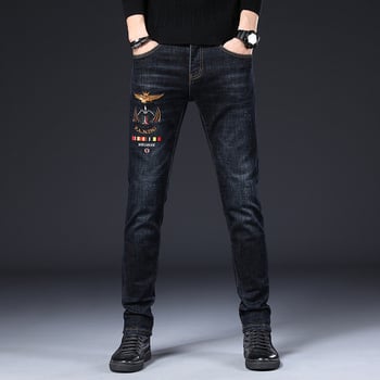 Denim traperice korejskog stila, slim-fit, srednji porast, oprane, mikro-stretch