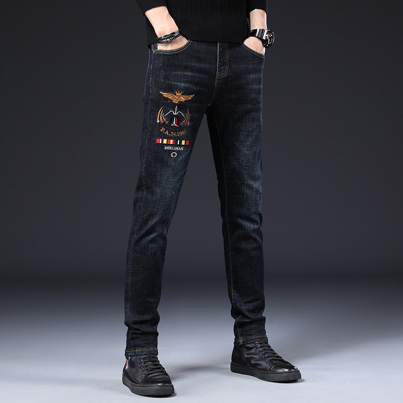 Denim traperice korejskog stila, slim-fit, srednji porast, oprane, mikro-stretch