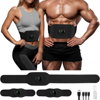 EMS trbušni remen s 3 glavne jedinice, 1 remen i 2 naljepnice za ruke; Model MH-1080; Težina 0,45 kg; Nije sklopivo