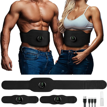 EMS trbušni remen s 3 glavne jedinice, 1 remen i 2 naljepnice za ruke; Model MH-1080; Težina 0,45 kg; Nije sklopivo