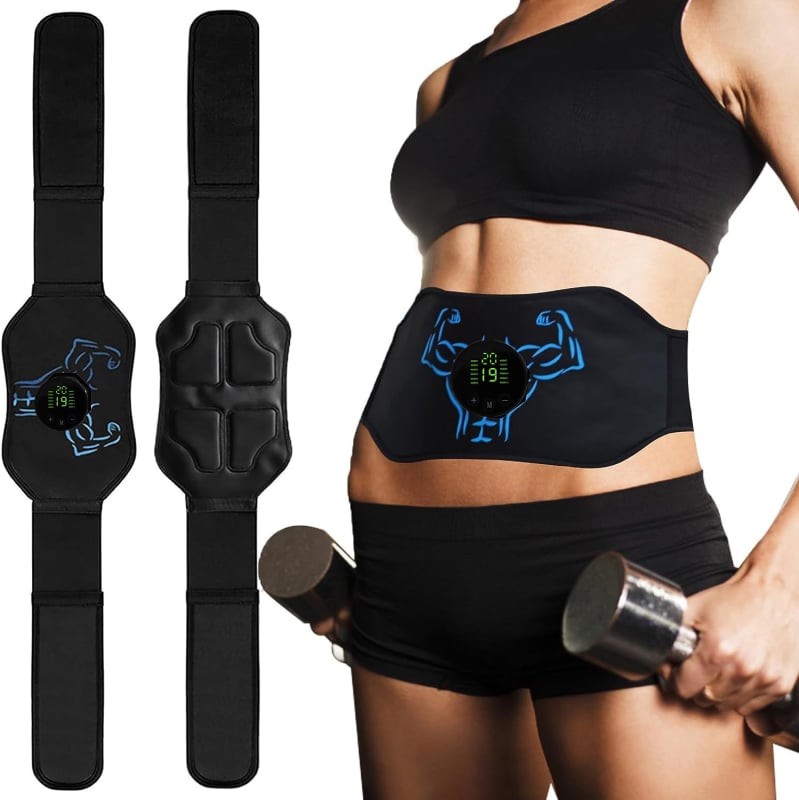 EMS trbušni remen s 3 glavne jedinice, 1 remen i 2 naljepnice za ruke; Model MH-1080; Težina 0,45 kg; Nije sklopivo