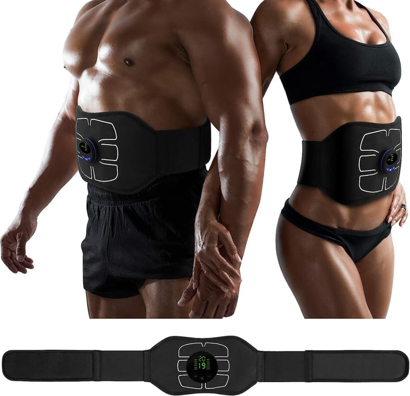 EMS trbušni remen s 3 glavne jedinice, 1 remen i 2 naljepnice za ruke; Model MH-1080; Težina 0,45 kg; Nije sklopivo