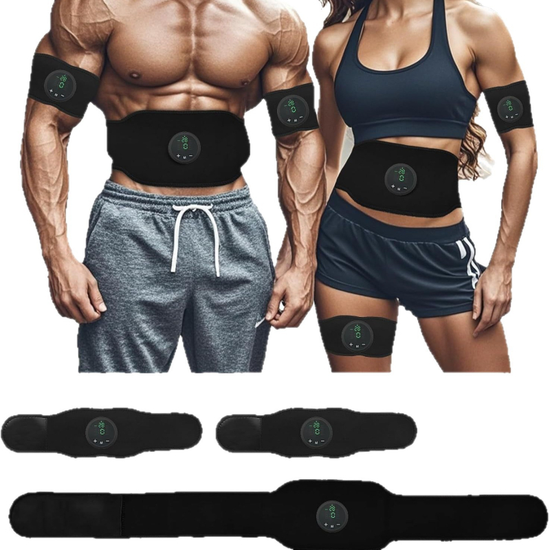 EMS trbušni remen s 3 glavne jedinice, 1 remen i 2 naljepnice za ruke; Model MH-1080; Težina 0,45 kg; Nije sklopivo