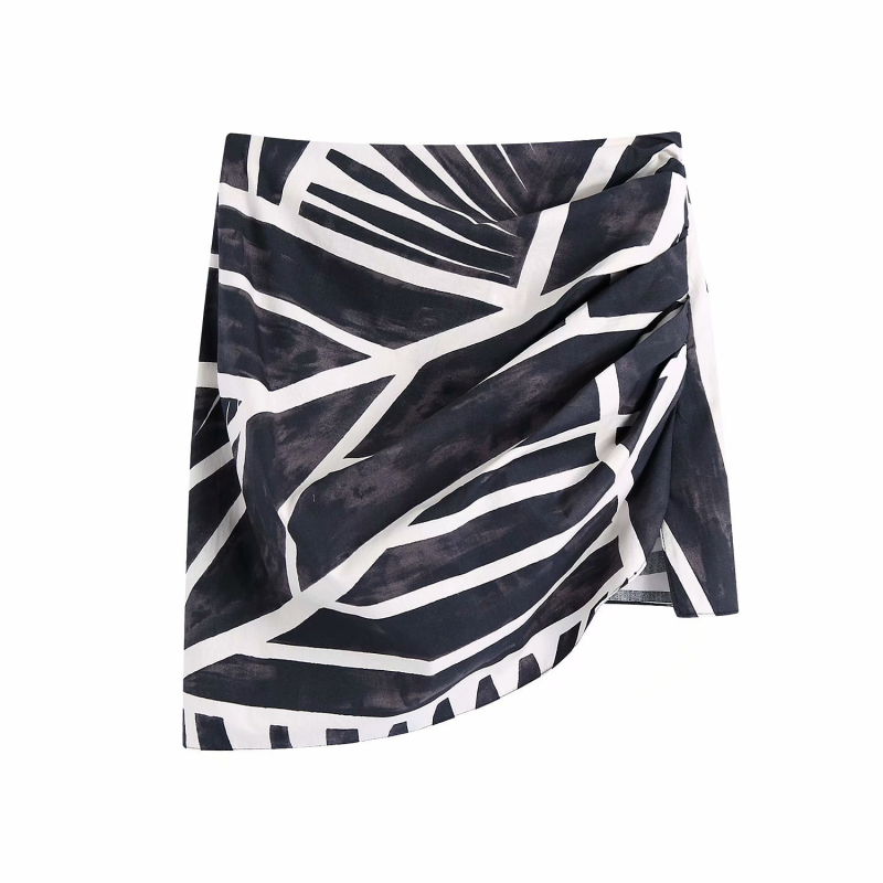 Bluza s geometrijskim printom, kratki rukavi, rever ovratnik, normalan kroj, poliester 95%