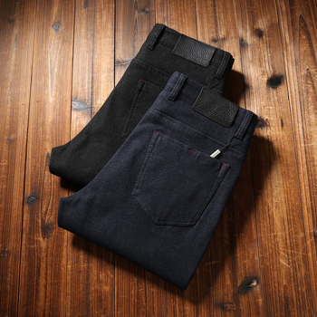 Αντρικά τζιν, παχύ ντένιμ, ίσια γραμμή, μεσαία μέση, για όλες τις εποχές, πολυεστερικό ύφασμα