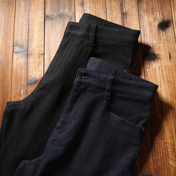 Αντρικά τζιν, παχύ ντένιμ, ίσια γραμμή, μεσαία μέση, για όλες τις εποχές, πολυεστερικό ύφασμα