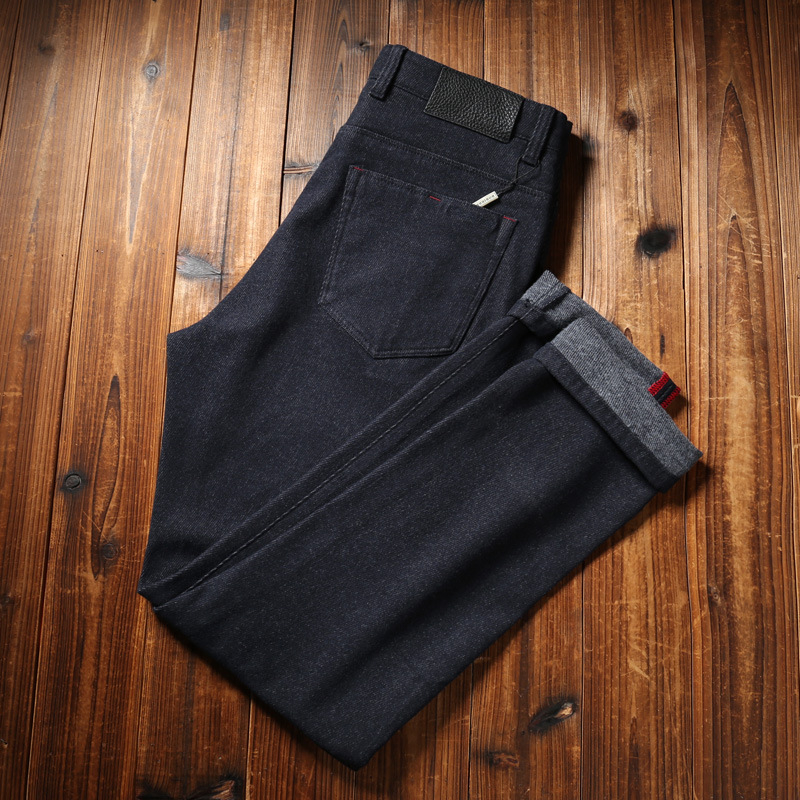 Αντρικά τζιν, παχύ ντένιμ, ίσια γραμμή, μεσαία μέση, για όλες τις εποχές, πολυεστερικό ύφασμα