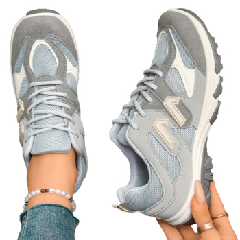 Sportske casual tenisice za žene, gornji dio PU+ mesh, vezanje šnurkama, niski potplat 1–3 cm, plastična potplat