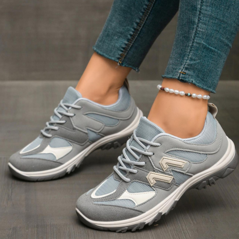 Sportske casual tenisice za žene, gornji dio PU+ mesh, vezanje šnurkama, niski potplat 1–3 cm, plastična potplat