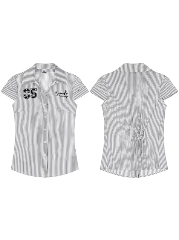 DARKAGE Αμερικανικό ρετρό καρό κοντομάνικο πουκάμισο, βαμβακερό ύφασμα, στενή γραμμή