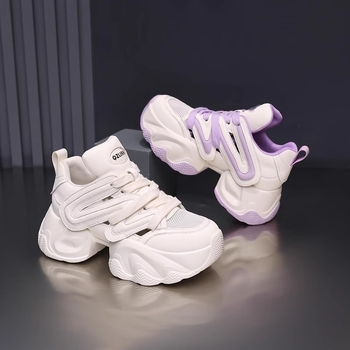 Ženske tenisice stil dad shoes, povećanje visine, prozračne i lagane, gornji dio visok 3–7 cm, potplat od gumene pjene, vezanje naprijed