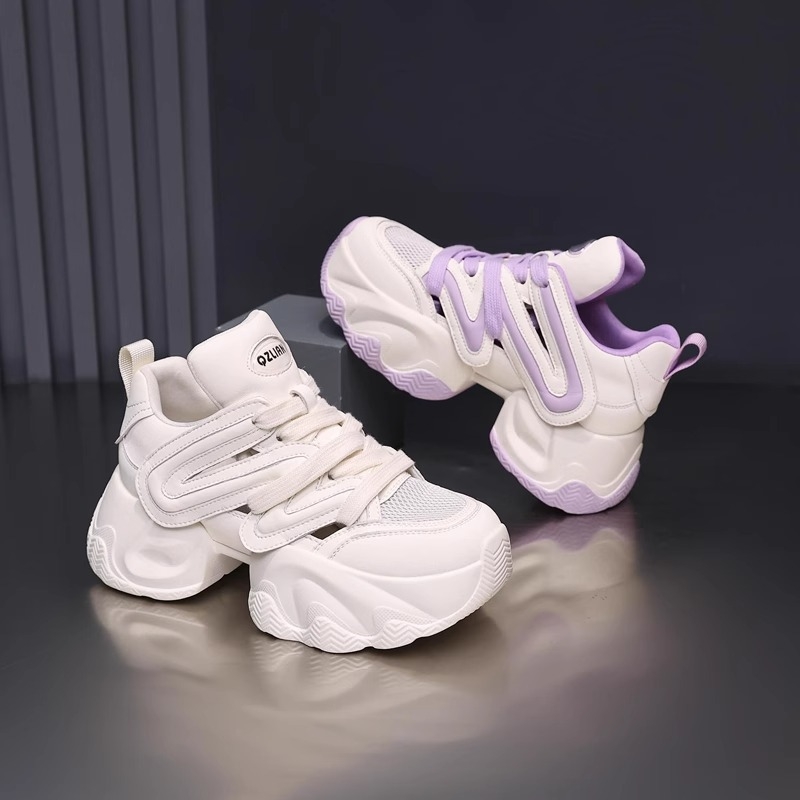 Ženske tenisice stil dad shoes, povećanje visine, prozračne i lagane, gornji dio visok 3–7 cm, potplat od gumene pjene, vezanje naprijed