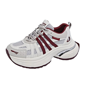 Ženske tenisice u korejskom stilu Dad Shoes s debelim potplatom, mrežasti gornji dio, zaobljeni vrh, vezanje sprijeda, srednje visoka peta 3–5 cm