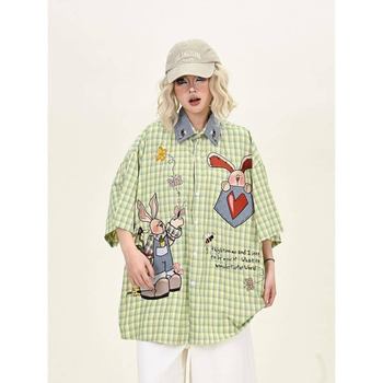 Unisex polo košulja kratkih rukava s anime uzorkom, tkanina od pamukasto-vlakanom (vinylon) smjese, slobodan kroj.