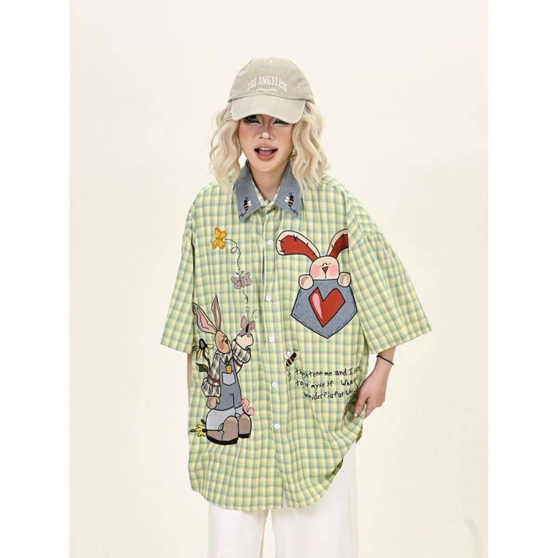 Unisex polo košulja kratkih rukava s anime uzorkom, tkanina od pamukasto-vlakanom (vinylon) smjese, slobodan kroj.