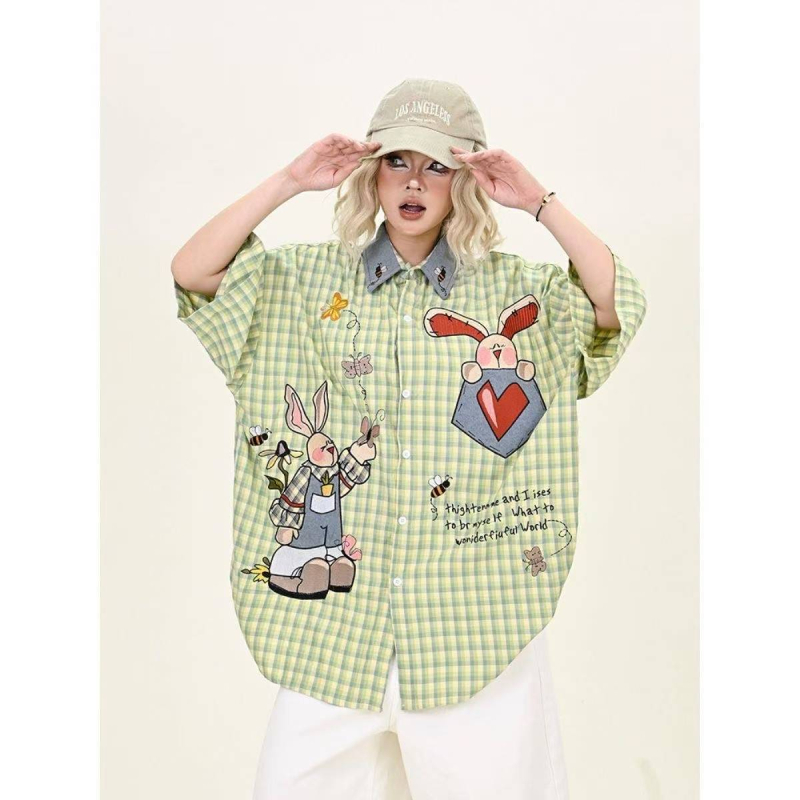 Unisex polo košulja kratkih rukava s anime uzorkom, tkanina od pamukasto-vlakanom (vinylon) smjese, slobodan kroj.