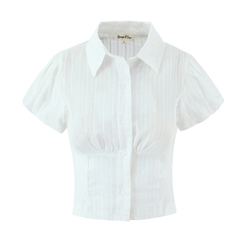 Риза, Slim-Fit, къс ръкав, Turn-Down яка, с копчета отпред, Cardigan стил, Европейски и Американски стил, полиестер-еластан