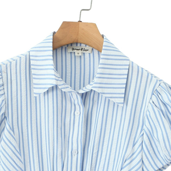 Риза, Slim-Fit, къс ръкав, Turn-Down яка, с копчета отпред, Cardigan стил, Европейски и Американски стил, полиестер-еластан