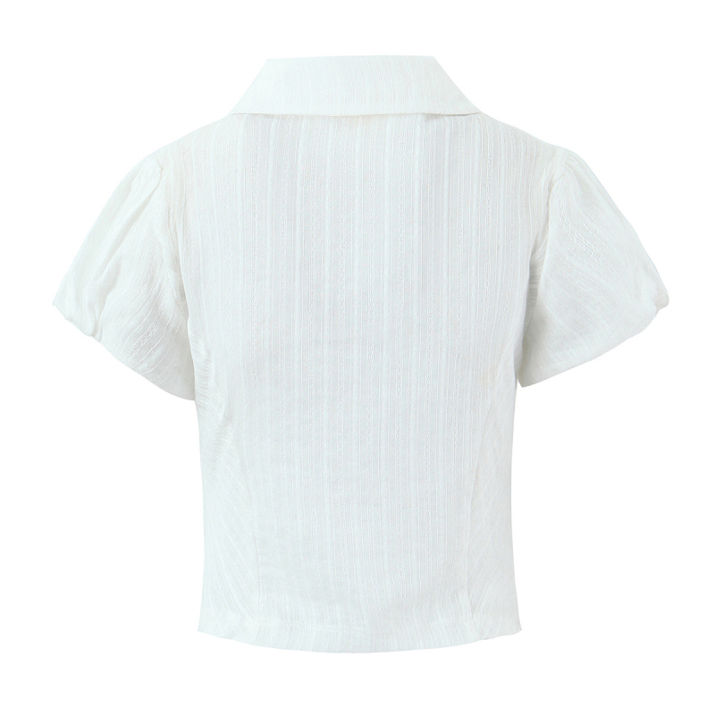 Риза, Slim-Fit, къс ръкав, Turn-Down яка, с копчета отпред, Cardigan стил, Европейски и Американски стил, полиестер-еластан