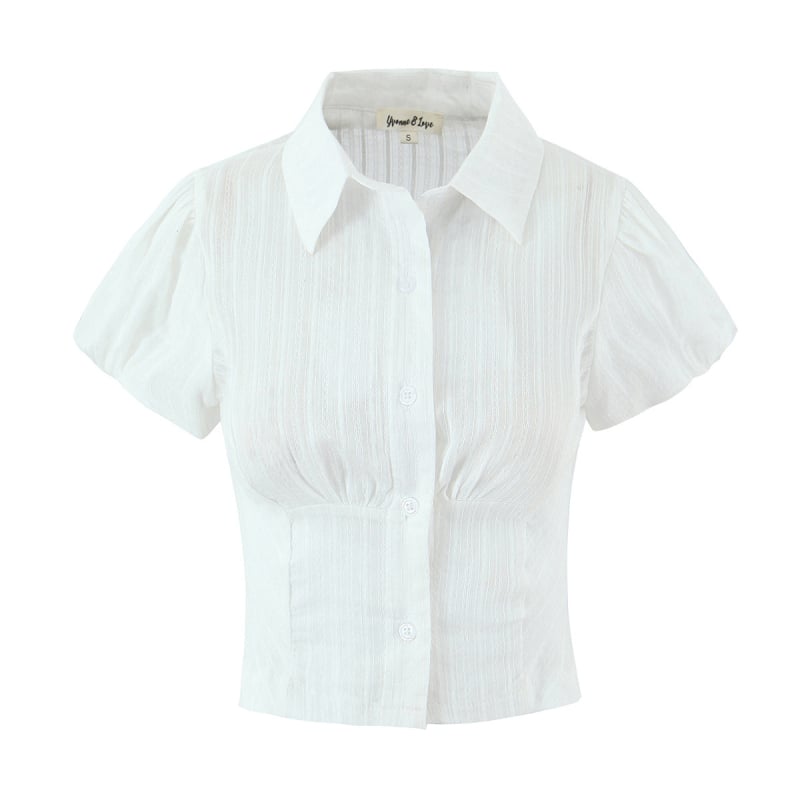 Риза, Slim-Fit, къс ръкав, Turn-Down яка, с копчета отпред, Cardigan стил, Европейски и Американски стил, полиестер-еластан