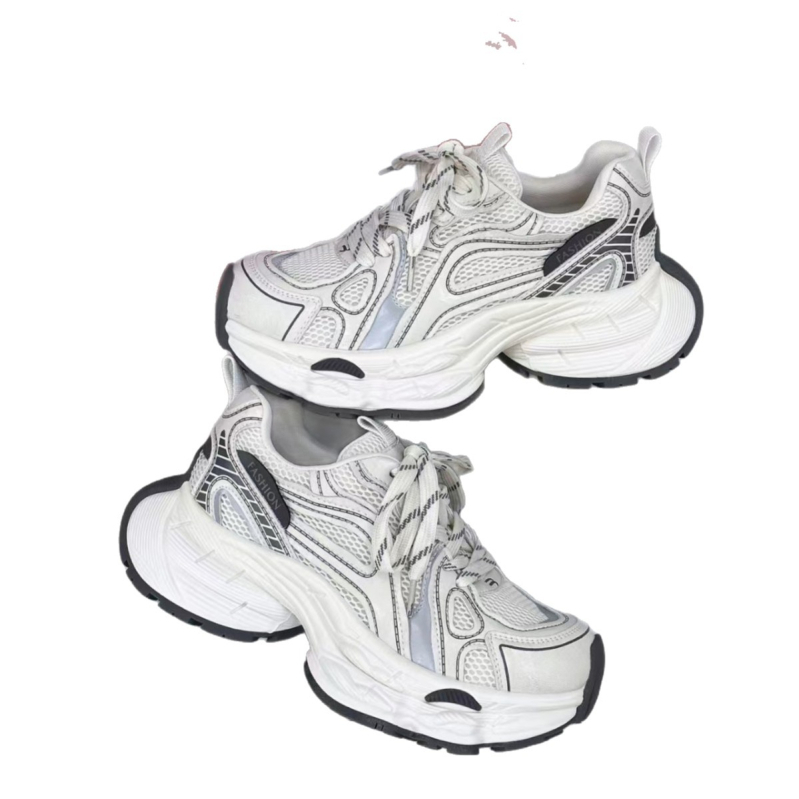 Red Bird ženske tenisice u stilu Dad Shoes s gornjim dijelom od prave kože, sintetičke kože i tkanine; peta 6–8 cm; vezanje šnuralima; potplat od gume s protukliznom površinom