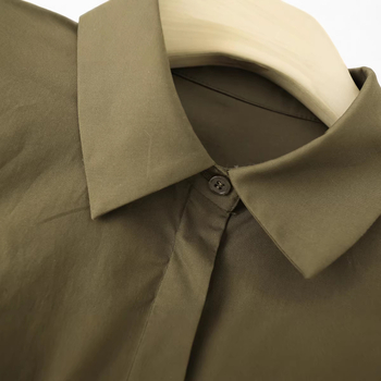 Ženska pamučna bluza s polo ovratnikom, balon rukavima, slobodan kroj, regularna duljina, 100% pamuk