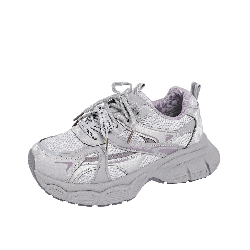 DLU 8981 Ženske tenisice u stilu Dad Shoes, gornji dio od mikrovlakana, vezanje, okrugli vrh, srednja visina pete 3-5 cm