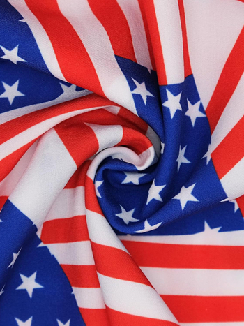 Ženska košulja s 3D digitalnim otiskom uzorka američke zastave, poliester, uski kroj, kratki rukav, rever