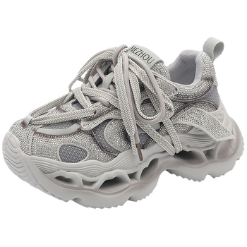 Ženske tenisice u europskom stilu 'Dad Shoes', prirodna koža, 6–8 cm visoke pete, gumena đona, okrugli vrh, vezanje