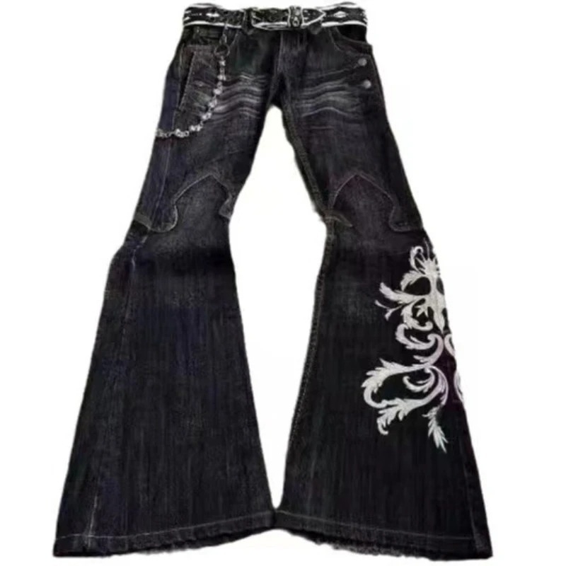 Printane traperice od denima za muškarce i žene, Y2K punk stil, zvonasti kroj, oprano