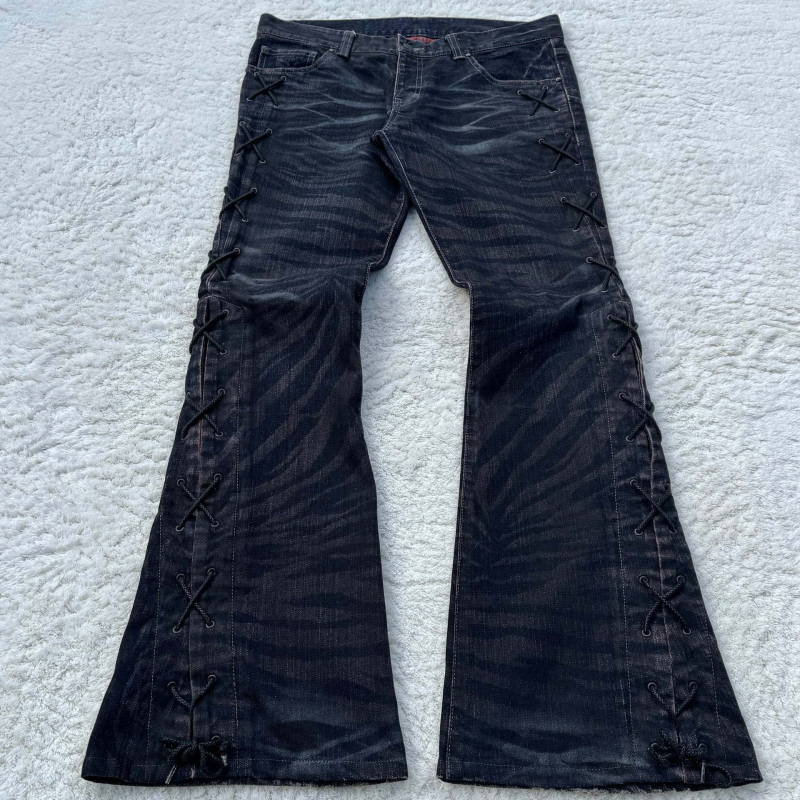 Printane traperice od denima za muškarce i žene, Y2K punk stil, zvonasti kroj, oprano