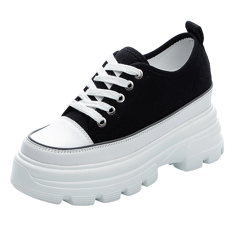 Platforme cipele s okruglim vrhom, denim gornji dio, muffin potpetica 6–8 cm, vezivanje šnouricama