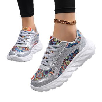 Pantofi sport pentru femei, ușori și respirabili, din piele artificială, șireturi, vârf rotund