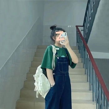 Salopetă de damă cu talie înaltă și croi larg, stil coreean, primăvara 2025