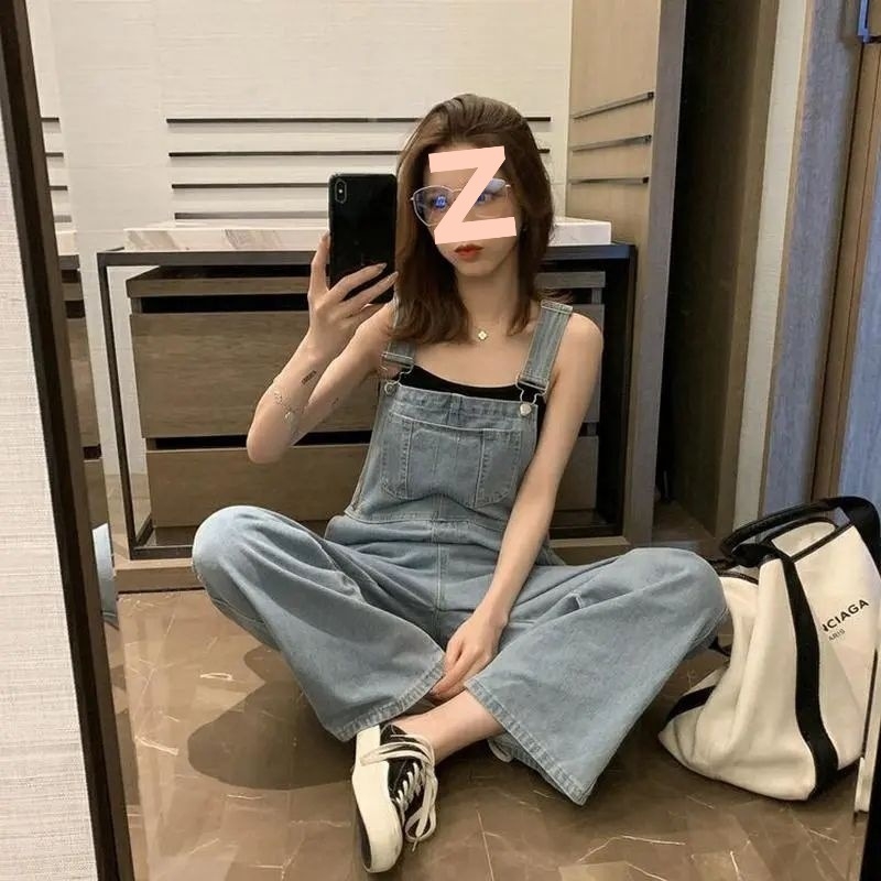 Salopetă de damă cu talie înaltă și croi larg, stil coreean, primăvara 2025