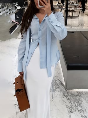 Cămașă din poliester cu mânecă lungă, guler Turn-down, croială Slim Fit