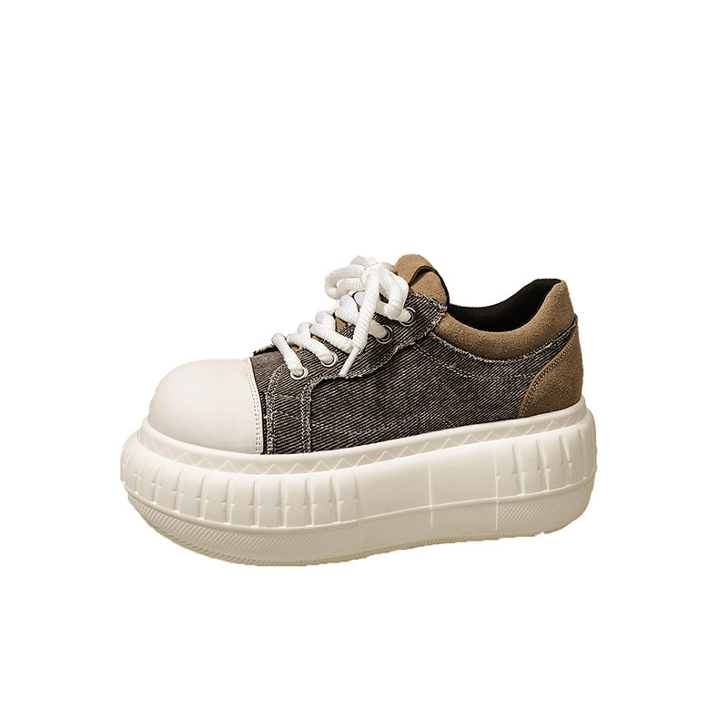 Ženske casual mokasine s okruglim vrhom, debela platforma, srednji pet 3–5 cm, nizak kroj, ulošak Super Fiber