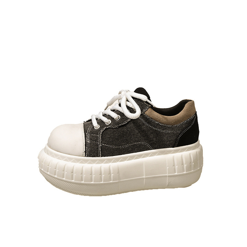 Ženske casual mokasine s okruglim vrhom, debela platforma, srednji pet 3–5 cm, nizak kroj, ulošak Super Fiber