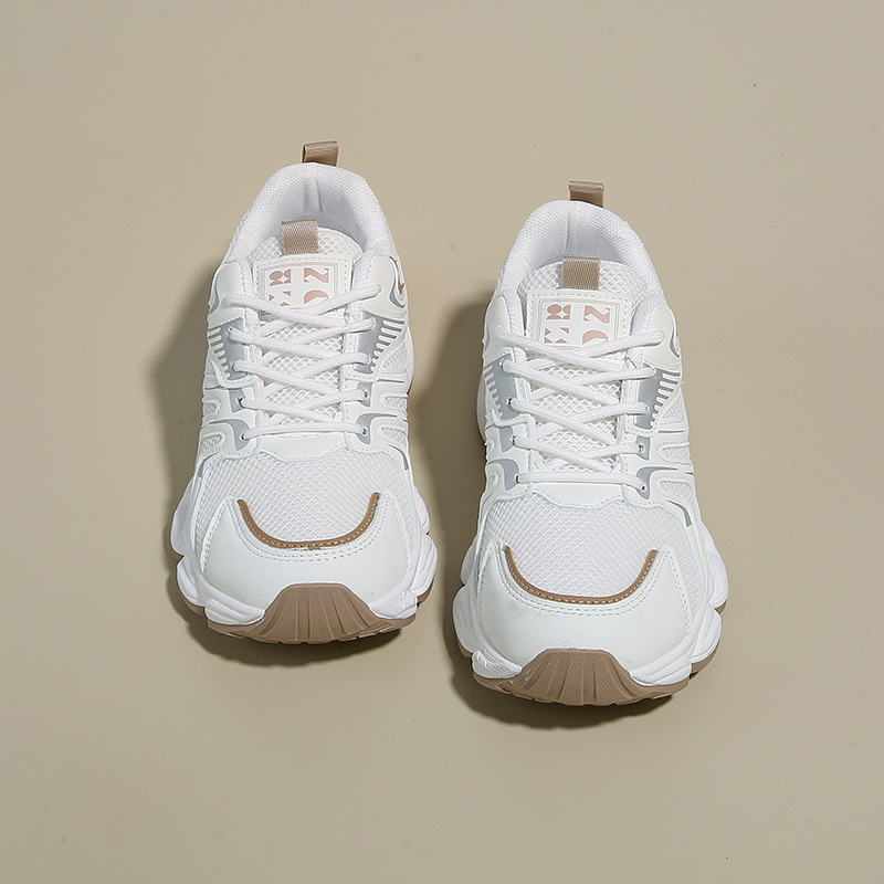 Pantofi sport femei, cu partea superioară PU+ plasă, ușori, înălțime tocuri 3–5 cm, branț PU, talpă din cauciuc