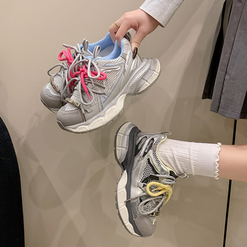 Ženske masivne tenisice, gornjište od mikrovlakana, gumeni potplat, niski potpetice (1–3 cm), vezanje šnurkama, PU ulošak, casual gradski stil