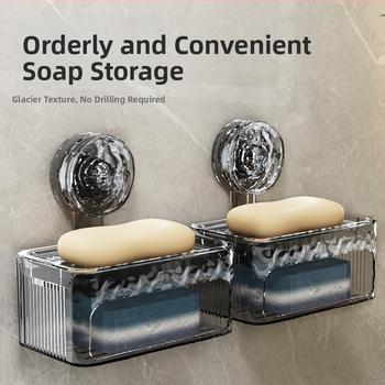 Mydlová dóza na stenu so sacím uchopením, dvojposchodový odkvap, plast, 200 ks, Youyi