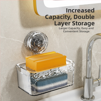 Mydlová dóza na stenu so sacím uchopením, dvojposchodový odkvap, plast, 200 ks, Youyi