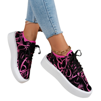 Pantofi sport casual femei, vârf pătrat, PU upper, model cu dungi, mid-top