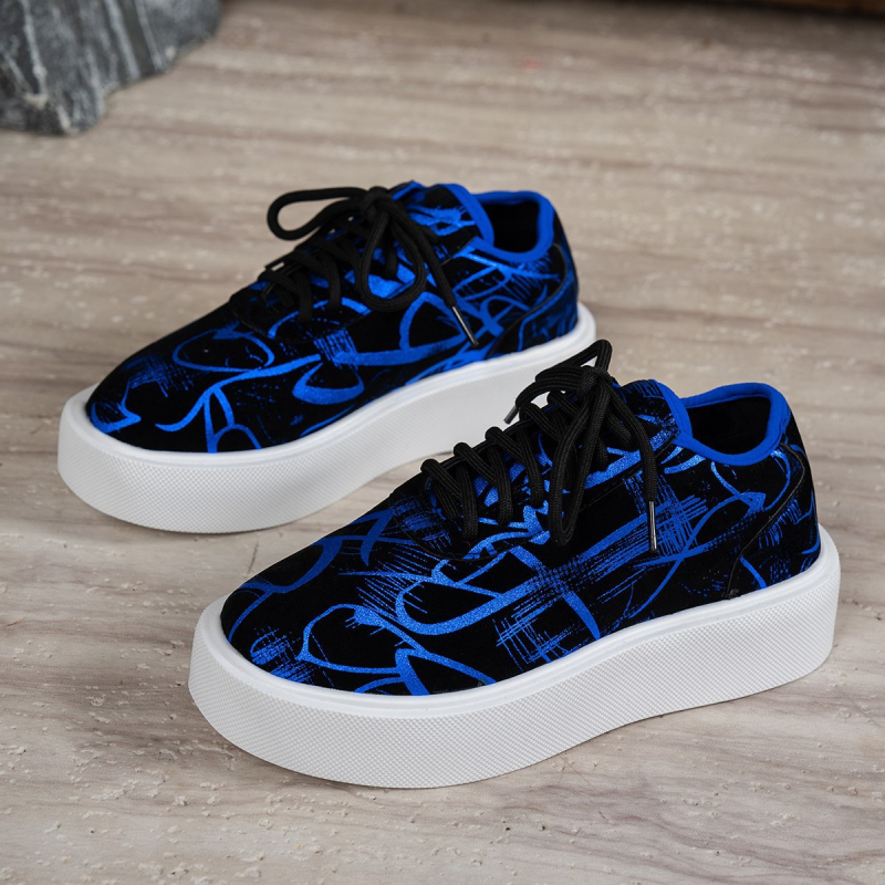 Pantofi sport casual femei, vârf pătrat, PU upper, model cu dungi, mid-top