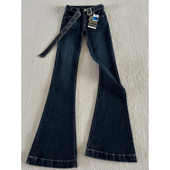 Pantaloni jeansi din denim, micro-elastici, talie lejeră, croială lejeră, pentru iarna 2024