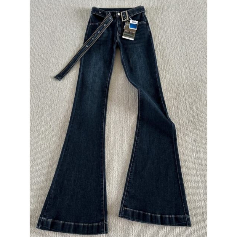 Pantaloni jeansi din denim, micro-elastici, talie lejeră, croială lejeră, pentru iarna 2024