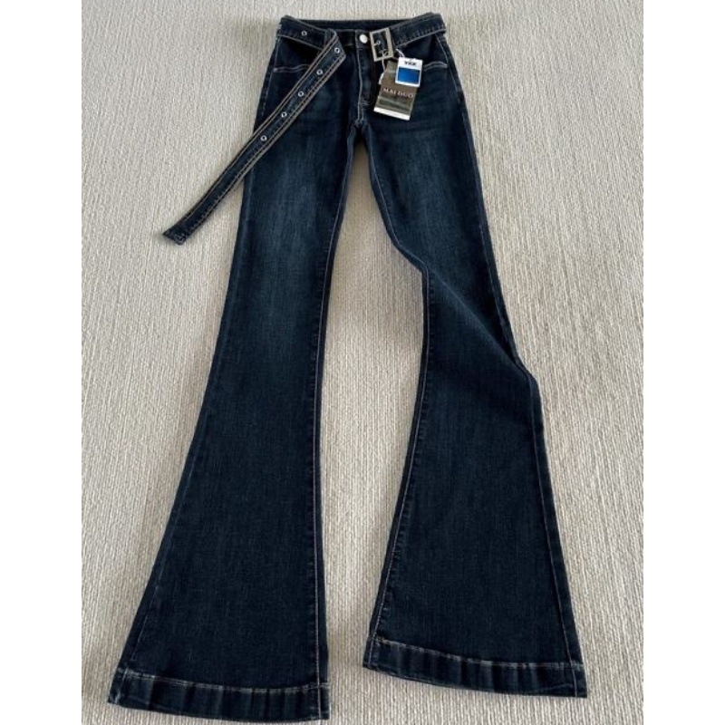 Pantaloni jeansi din denim, micro-elastici, talie lejeră, croială lejeră, pentru iarna 2024