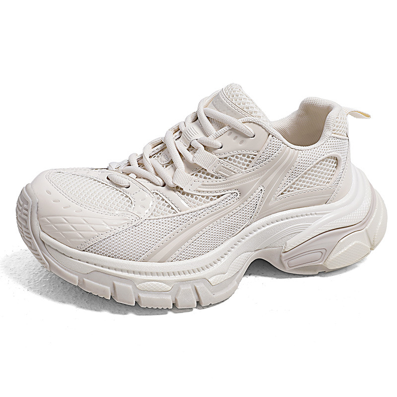 Ženske tenisice retro stil dad shoes s debelim potplatom, niski gornji dio, vezivanje (Gornji materijal: umjetna koža + platno; Prst: okrugli; Potplat: guma; Unutrašnjost: mrežasta podstava)