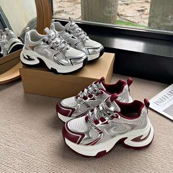 Cipele tip Dad Shoes, Korejskog stila, gornji dio od mrežaste tkanine, srednji peta 3-5 cm, zatvaranje šnirkama